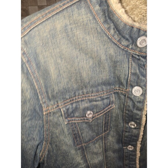 GAP Vintage 2003 Sherpa Lined Denim Jacket Women’s Medium • Band Collar Western - Picture 11 of 13